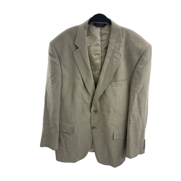 Jos. A. Bank Mens 44 Wool Linen Blazer Tan Two Button Sport Coat Classic Fit - Picture 1 of 7